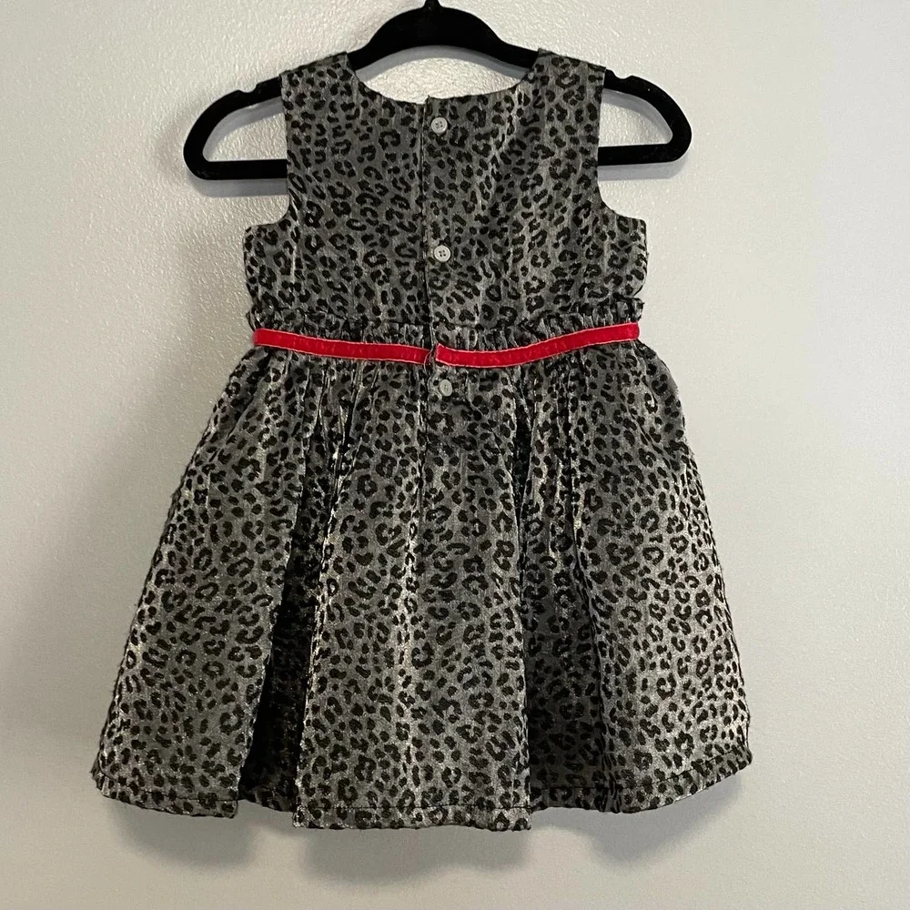 Carters Grey Black Leopard Animal Print Fancy Baby Girls Dress 6M